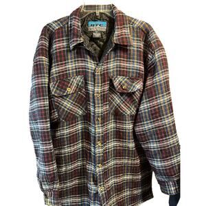 BTC VTG Men’s XLT Red Plaid Flannel Shirt Long Sleeve Button Down Cotton Outdoor